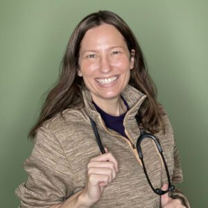 Dr. Boekhout posing with her stethoscope